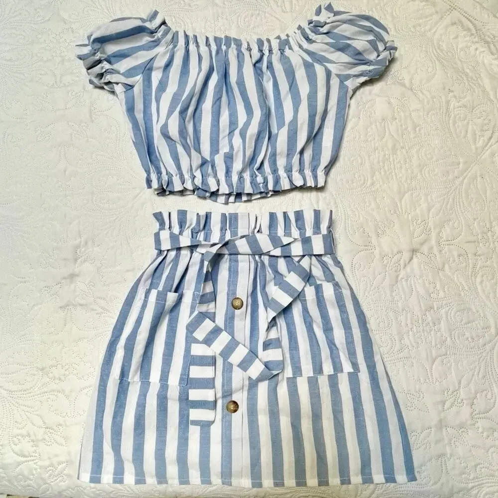 SHEIN Two Piece Cropped Shirt and Skirt Outfit Size 11/12